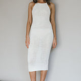 Soul Sister Tied Back Crochet Midi Dress White