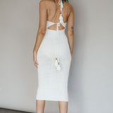 Soul Sister Tied Back Crochet Midi Dress White