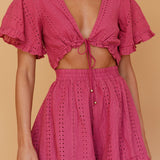 Endless Weekend Tied Bust Romper Rose