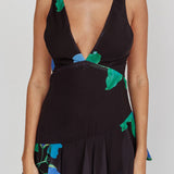 Veda Strappy Back Ruffle Maxi Dress Black