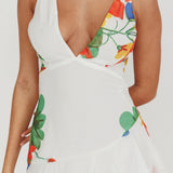 Veda Strappy Back Ruffle Maxi Dress White