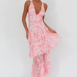 Veda Strappy Back Maxi Dress Floral Pink