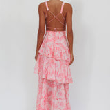 Veda Strappy Back Maxi Dress Floral Pink
