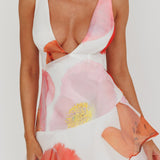 Veda Strappy Back Ruffle Maxi Dress Flowers Pink
