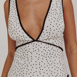 Veda Strappy Back Ruffle Maxi Dress Polka Dot White