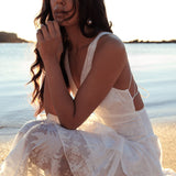 Veda Strappy Back Ruffle Chiffon Maxi Dress White