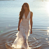 Veda Strappy Back Ruffle Chiffon Maxi Dress White