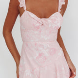 Veda Ruffle Strap Split Maxi Dress Roses Blush