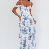 Veda Off-Shoulder Maxi Dress Floral Blue