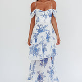 Veda Off-Shoulder Maxi Dress Floral Blue
