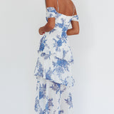 Veda Off-Shoulder Maxi Dress Floral Blue