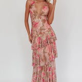 Veda Strappy Back Maxi Dress Roses Blush