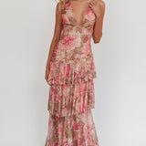 Veda Strappy Back Maxi Dress Roses Blush
