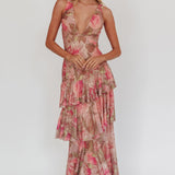 Veda Strappy Back Maxi Dress Roses Blush