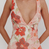 Veda Strappy Back Ruffle Maxi Dress Poppies Red
