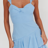 Veda Ruffle Strap Split Maxi Dress Blue