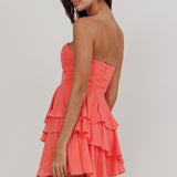Veda Strapless Ruffle Mini Dress Peach