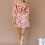 Island Girl Frill Hem Mini Skirt Floral Pink