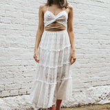 In Luck Cut-Out Waist Midi Dress White
