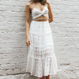 In Luck Cut-Out Waist Midi Dress White