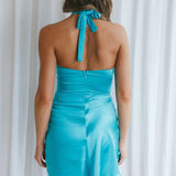 Hearts On Fire Halterneck Wrap Front Mini Dress Teal