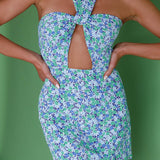 Ride Or Die Halterneck Mini Dress Floral Green