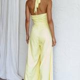 Stars Align Halterneck Jumpsuit Lemon