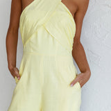 Stars Align Halterneck Jumpsuit Lemon