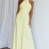 Stars Align Halterneck Jumpsuit Lemon
