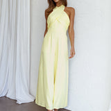 Stars Align Halterneck Jumpsuit Lemon