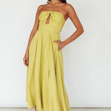 Maravilhosa Keyhole Halter Midi Dress Lime