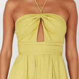 Maravilhosa Keyhole Halter Midi Dress Lime