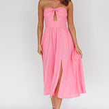 Maravilhosa Keyhole Halter Midi Dress Pink