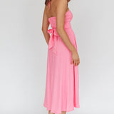 Maravilhosa Keyhole Halter Midi Dress Pink