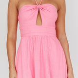 Maravilhosa Keyhole Halter Midi Dress Pink