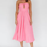 Maravilhosa Keyhole Halter Midi Dress Pink