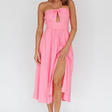 Maravilhosa Keyhole Halter Midi Dress Pink