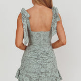 Neriah Tied Shoulder Lace Mini Dress Sage