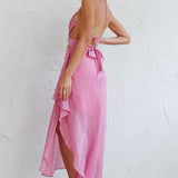 Samia Cut-Out Halterneck Midi Dress Pink