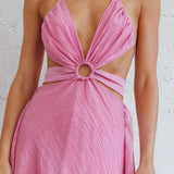 Samia Cut-Out Halterneck Midi Dress Pink