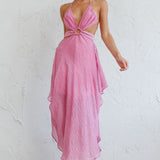 Samia Cut-Out Halterneck Midi Dress Pink