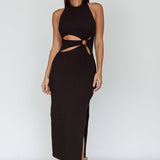 Crystal Skies Cut-Out Feature Midi Dress Black