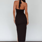 Crystal Skies Cut-Out Feature Midi Dress Black