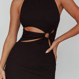 Crystal Skies Cut-Out Feature Midi Dress Black