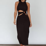 Crystal Skies Cut-Out Feature Midi Dress Black