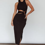 Crystal Skies Cut-Out Feature Midi Dress Black