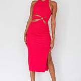 Crystal Skies Cut-Out Feature Midi Dress Fuchsia