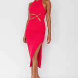 Crystal Skies Cut-Out Feature Midi Dress Fuchsia