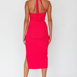 Crystal Skies Cut-Out Feature Midi Dress Fuchsia