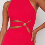 Crystal Skies Cut-Out Feature Midi Dress Fuchsia